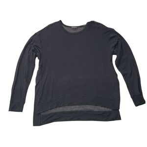 Alala Shirt Black Long Sleeve Mesh Back High Low Hem Workout Athleisure USA